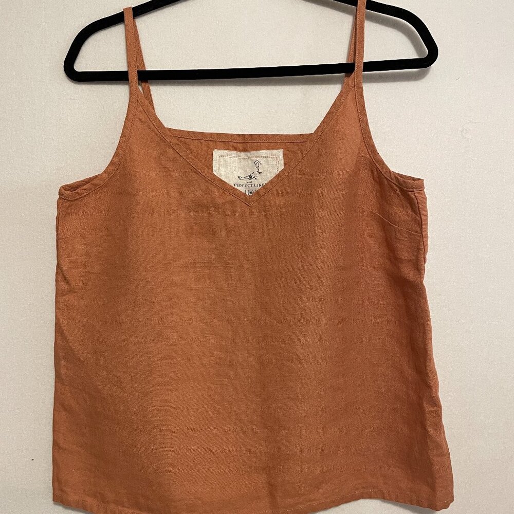 notPERFECTLINEN SORRENTO cami linen top in clay size medium